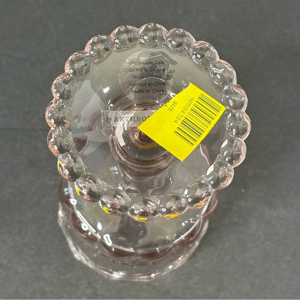 Anthropologie Savannah Wine Glass Pink Hand Blown Glass NEW